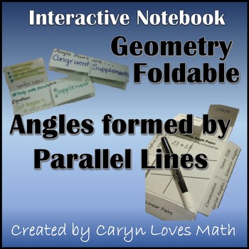 Preview of Parallel Lines Cut by Transversal~Congruent&Supplements~Geometry~2 Foldables