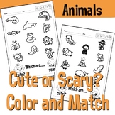 2 Free Cute or Scary Worksheets - Match and Color