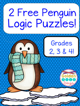 Preview of 2 Fun Free Penguin Themed Logic Puzzles For Beginners! Gr. 2, 3 &4