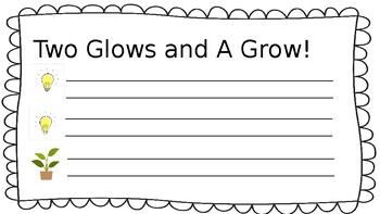 Preview of 2 Glows and A Grow Parent Teacher Conference Form