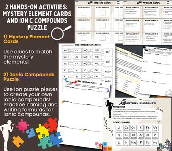 Preview of 2 HANDS-ON ACTIVITIES: Mystery Elements & Ionic Compound Puzzle Naming & Formula