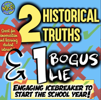 Preview of 2 Historical Truths and 1 Bogus Lie Social Studies Back to School Activity 