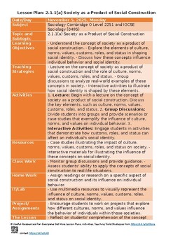 Preview of 2 Identity self and society Lesson Plans Latest Syllabus of Sociology Cambridge