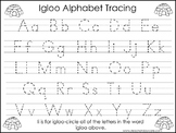 2 Igloo themed Task Worksheets. Preschool Trace the Alphab