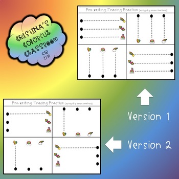 Preview of 2 Leveled Rainbow and Unicorn Pre-Writing Practice - Printable PDF