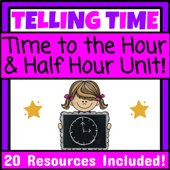 Preview of Telling Time to the Hour and Half Hour Unit Telling Time Special Education Math