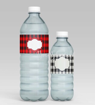 Download 2 Lumberjack Buffalo Plaid Water Bottle Labels Black Red 1 Free Label Svg