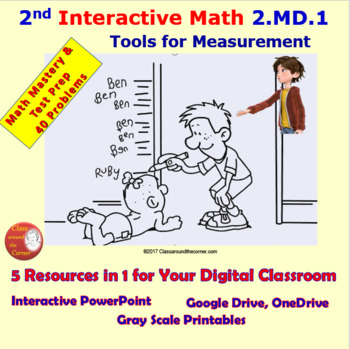 Preview of 2.MD.1 Math Interactive Test Prep: Tools for Measurement – in 3 Formats