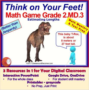Preview of 2.MD.3 Interactive Test Prep Game - Jeopardy 2nd Grade Math: Estimate lengths