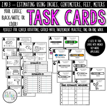 Preview of 2.MD.3 Task Cards | Estimating using inches, centimeters, meters, and feet