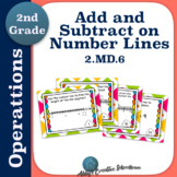 2.MD.6 Add and Subtract within 100 on Number Lines Task Cards