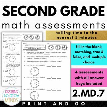 Preview of 2.MD.7 Assessments Telling Time