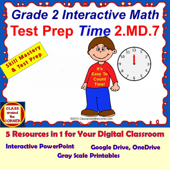 Preview of 2.MD.7 Math Interactive Test Prep – Tell / Write Time to the Nearest 5