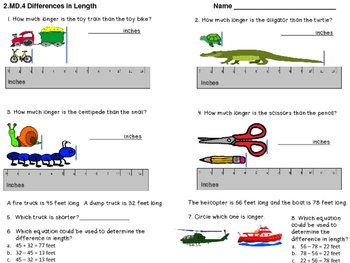 Preview of 2.MD.A.4 Measurement Assessment - Differences in Length of Objects