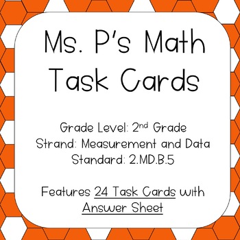 Preview of 2.MD.B.5 Measurement Word Problems within 100 Task Cards | Distance Learning
