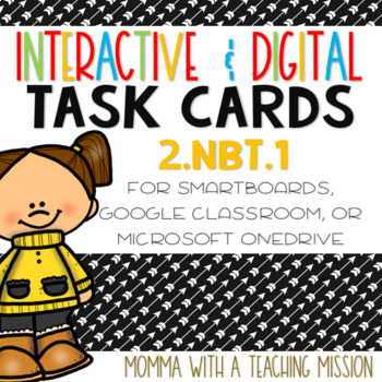Preview of 2.NBT.1 Place Value Google Drive Classroom Interactive Task Cards 