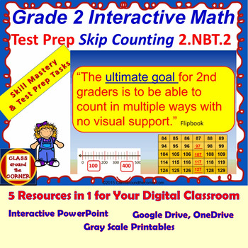 Preview of 2.NBT.2 Math Interactive Test Prep – Skip Counting – in 3 Formats
