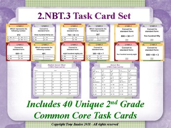 Preview of 2.NBT.3 2nd Grade Math Task Cards - 2 NBT.3 Read And Write Numbers To 1000
