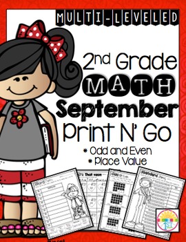 Preview of 2.NBT.3 Place Value and Odd and Even Numbers (NO PREP) September Print and Go