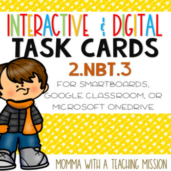 Preview of 2.NBT.3 Word Form Google Drive Classroom Interactive Task Cards 
