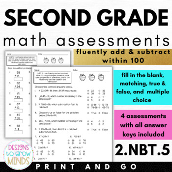 Preview of 2.NBT.5 Assessments Adding and Subtracting Fluently within 100