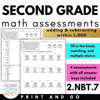 Preview of 2.NBT.7 Assessments Adding & Subtracting within 1,000