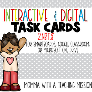Preview of 2.NBT.8 Add/Subtract 10/100  Google Drive Classroom Interactive Task Cards