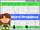 Distance Learning - 2.OA.1 - Word Problems Exit Tickets (differentiated)