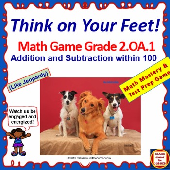 Preview of 2.OA.1 Interactive Test Prep Game - Jeopardy 2nd Grade Math: Add and Subtract