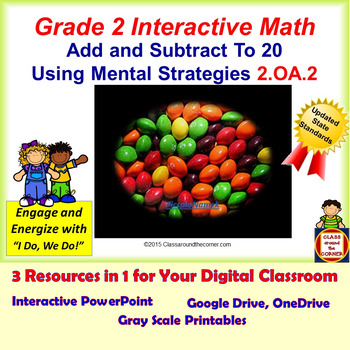 Preview of 2.OA.2 Math Interactive Test Prep: Mentally Add & Subtract in 3 Formats