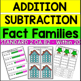 2.OA.B2 Addition and Subtraction Fact Families Worksheets 