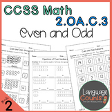 2nd Grade, Even and Odd Numbers- No Prep Practice Worksheets