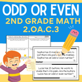 2.OA.C.3 Odd or Even 2nd Grade Math Worksheets & Task Card