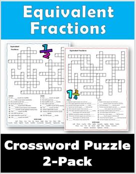 2 Pack Equivalent Fractions Crossword Puzzles TPT