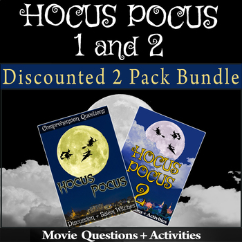 Preview of 2 Pack Halloween Bundle - Hocus Pocus 1 and 2 Movie Guides + Activities