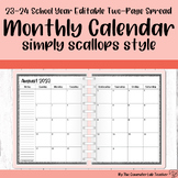 2-Page Spread Editable Monthly Calendar for 2022-2023 SY S