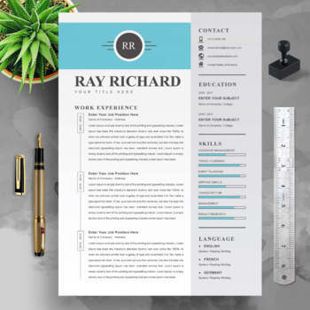 Preview of 2 Pages Resume / CV Template | Instant Download CV | Editable CV Design