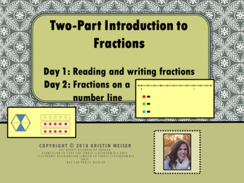 Preview of 2 Part Introduction to Fractions PowerPoint - number lines