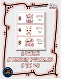 2 Piece Number Puzzles - 0 thru 20 - Animals on a Swing       m9