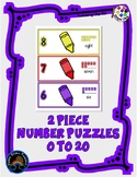 2 Piece Number Puzzles - 0 thru 20 - Crayons / Colors       m9