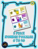 2 Piece Number Puzzles - 0 thru 20 - Drinks - Staying Hydr