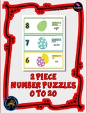 2 Piece Number Puzzles - 0 thru 20 - Easter Eggs      m9