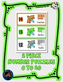 2 Piece Number Puzzles - 0 thru 20 - Rainbow Dragonfly       m9