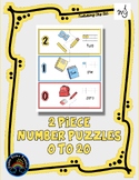 2 Piece Number Puzzles - 0 thru 20 - School Supplies       m9