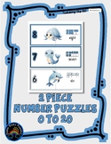 2 Piece Number Puzzles - 0 thru 20 - Sea Animals      m9