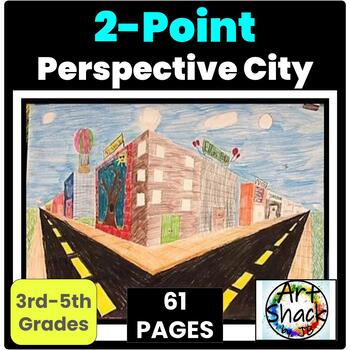 Preview of 2-Point Perspective City Scene: Art Unit-Google Slides & PDF File included.