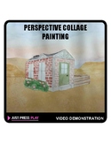 2 Point Perspective Watercolor Collage Painting Lesson with Video