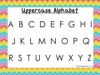 2 printable rainbow border alphabet wall chart posters by teach at daycare