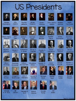 Preview of 2 Printable US Presidents Wall Chart Posters.