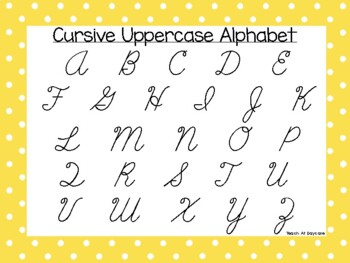 cursive alphabet wall chart teaching resources tpt